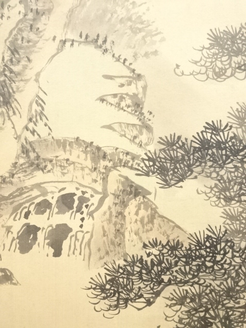 道具 ] - 道具 馨吟筆 松風泉韻 淡色山水 肉筆絹本掛軸 | ネット